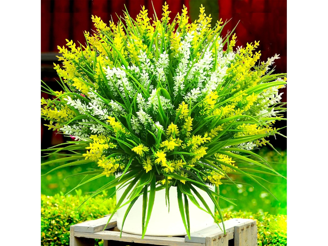 Plantas Artificiais para Exterior, 20 Flores Artificiais Resistentes a Raios Uv, Flores Artificiais de Lavanda em Plástico AQUAFORGE