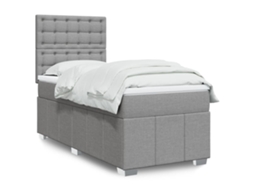 Vidaxl Cama Com Molas/colchão 90x200 Cm Tecido Cinza-claro