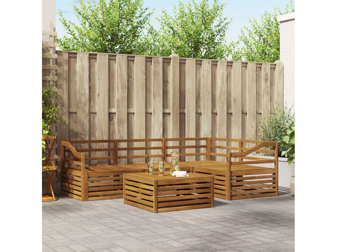 Vidaxl Conjunto De Sofás Para Exterior 5 Pcs Natural