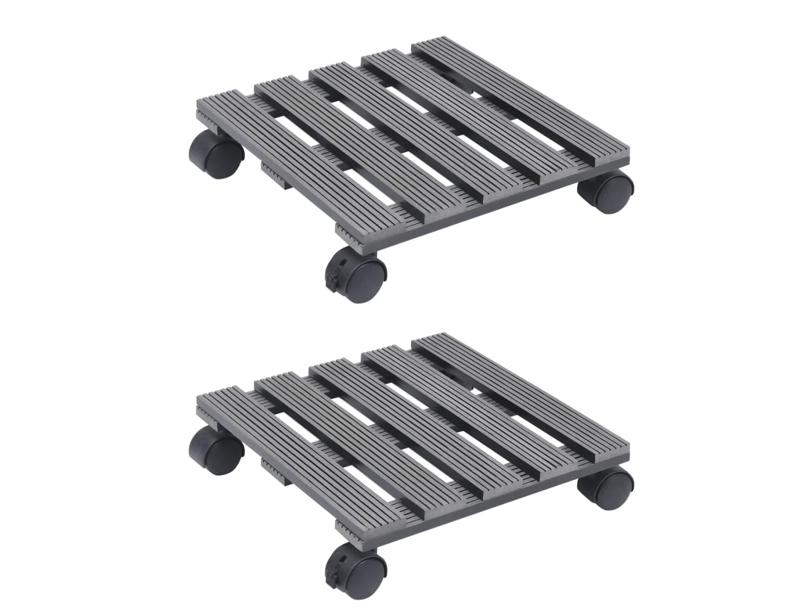 Conjunto 2 Carrinho para plantas VIDAXL Grey WPC (30x30x7,5 cm)