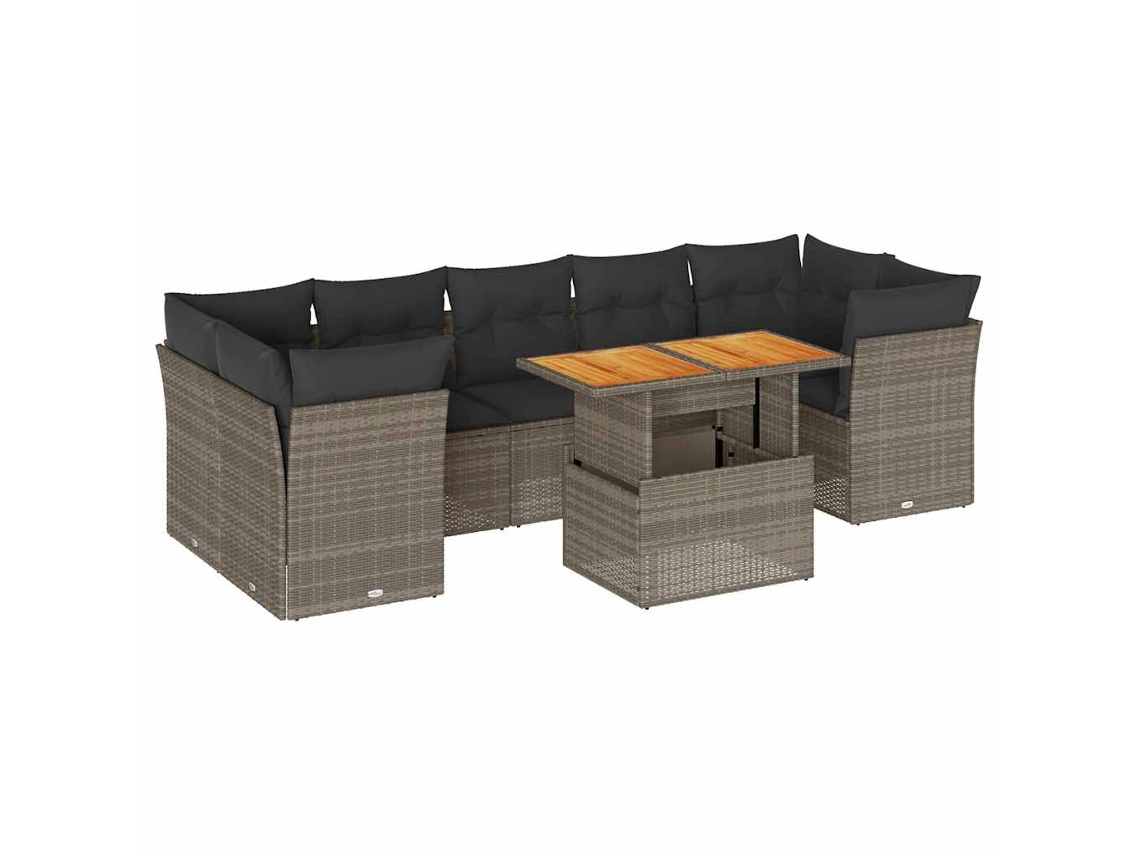 Conjunto de 8 Sofás de Jardim com Almofadões Vime Pe Cinzento MAISON EXCLUSIVE (8 pcs)