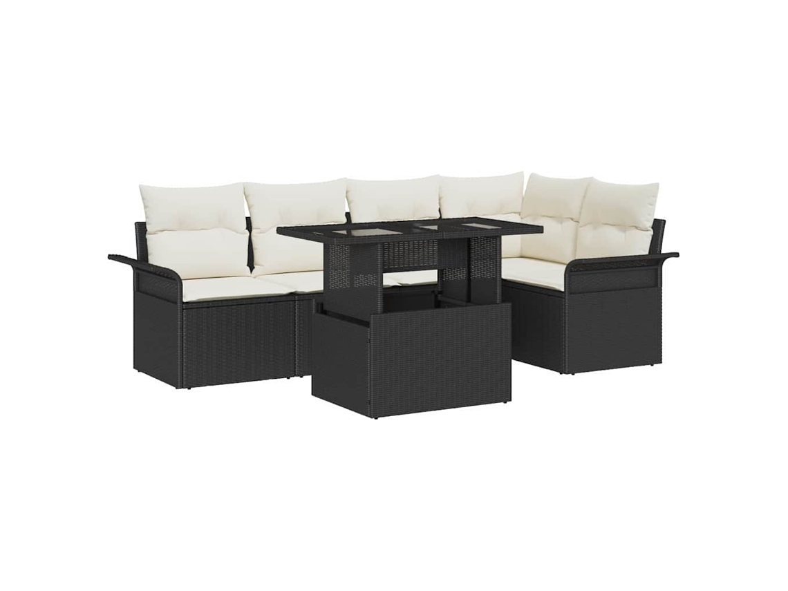 Vidaxl Conjunto De Sofá De Jardim 6 Unid. Preto