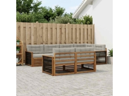 Vidaxl Conjunto De Sofás Para Exterior 7 Pcs Natural E Cinzento-claro