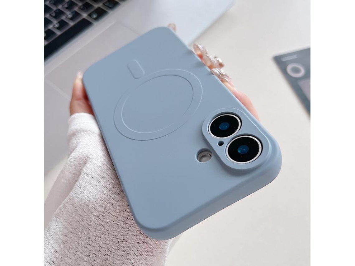 Capa Magsafe Para Iphone 17 - Silicone Líquido Com Cor Sólida | Magnética - Azul Yuanfeng