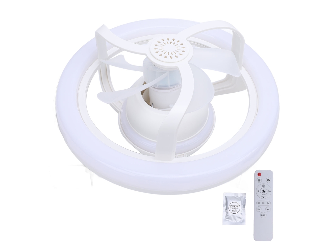 Ventilador de teto com luz LED E27 giratório 360° para quartos, cozinhas e garagens com controle remoto | S/MARCA
