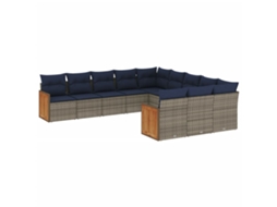 Conjunto de Sofá de Jardim, 11 Peças, Almofadas, Rattan Cinza MAISON EXCLUSIVE
