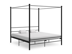 Vidaxl Estrutura De Cama Com Dossel 200x200 Cm Metal Preto