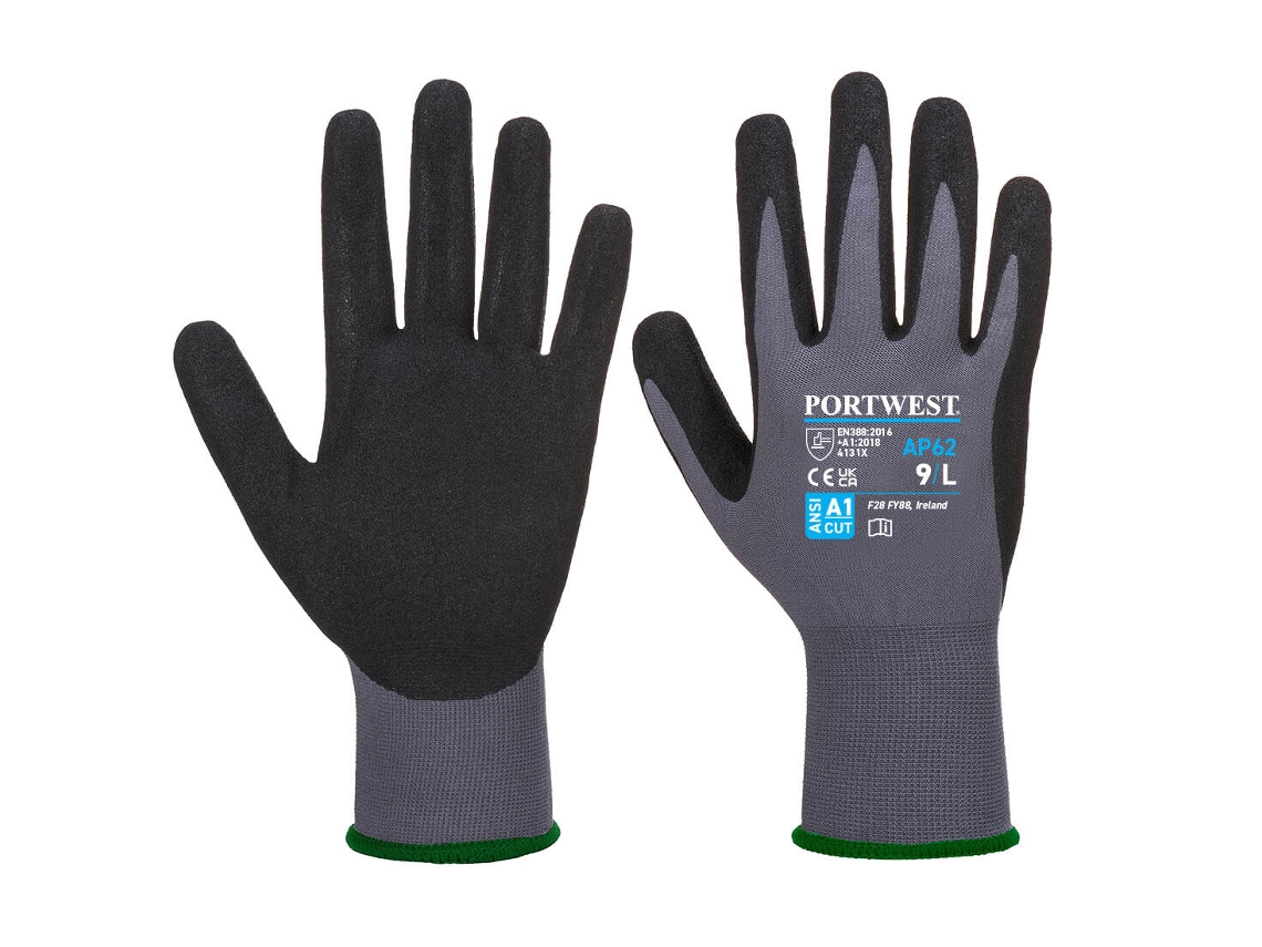 Luva Dermiflex Aqua Proteção E Conforto Superiores / Cinza Preto / M Portwest