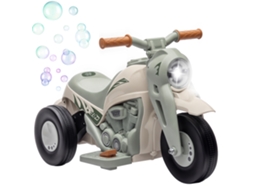 Motocicleta 3 Rodas 6v Para 2-5 Anos, 3km/h, Bolhas, Luz E Som, Branco Cremoso