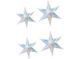 Conjunto De 4 Enfeites De Estrela Iridescentes Com Efeito Arco Íris, Tamanhos 30cm E 40cm, Ideais Para Pendurar Em Casamentos Gokoco
