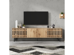 Móvel de TV 180x40x55 cm com 4 portas, estilo escandinavo natural