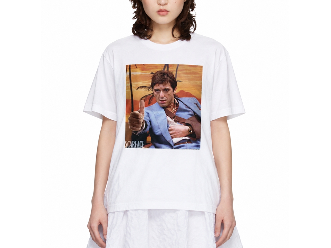 Rockinstone Scarface Movie Thumbs And Ammo White Adult T-shirt Size:m