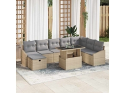 Vidaxl Conjunto De Sofá De Jardim 9 Unid. Vime Pe