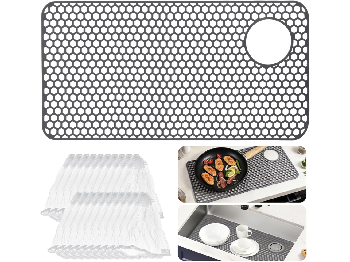 Tapete De Silicone Para Pia, 72x 36, 5cm, Base Antiderrapante, Durável, Inclui Filtros
