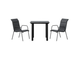 Maison Exclusive - 3 Pcs Conjunto De Jantar Para Jardim Aço E Textilene Preto