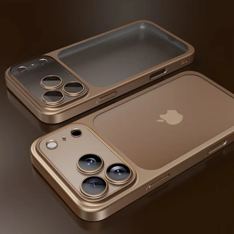 Capa Transparente Eletroplaqueada Para Iphone (dourado Deserto), Com Protetor De Lente Em Tpu Macio.