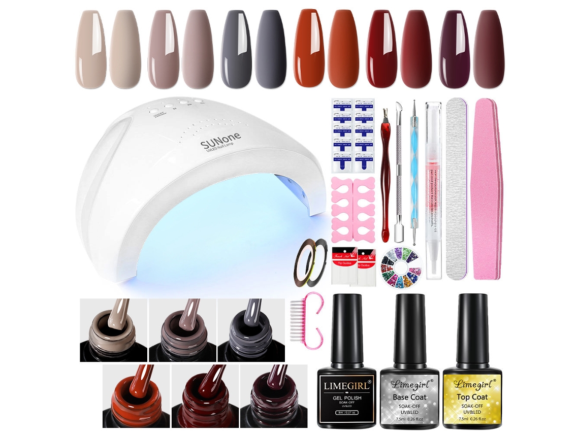 Kit Inicial De Nail Art Com Lâmpada Uv/led De 48w E 6 Cores De Esmalte Em Gel 04