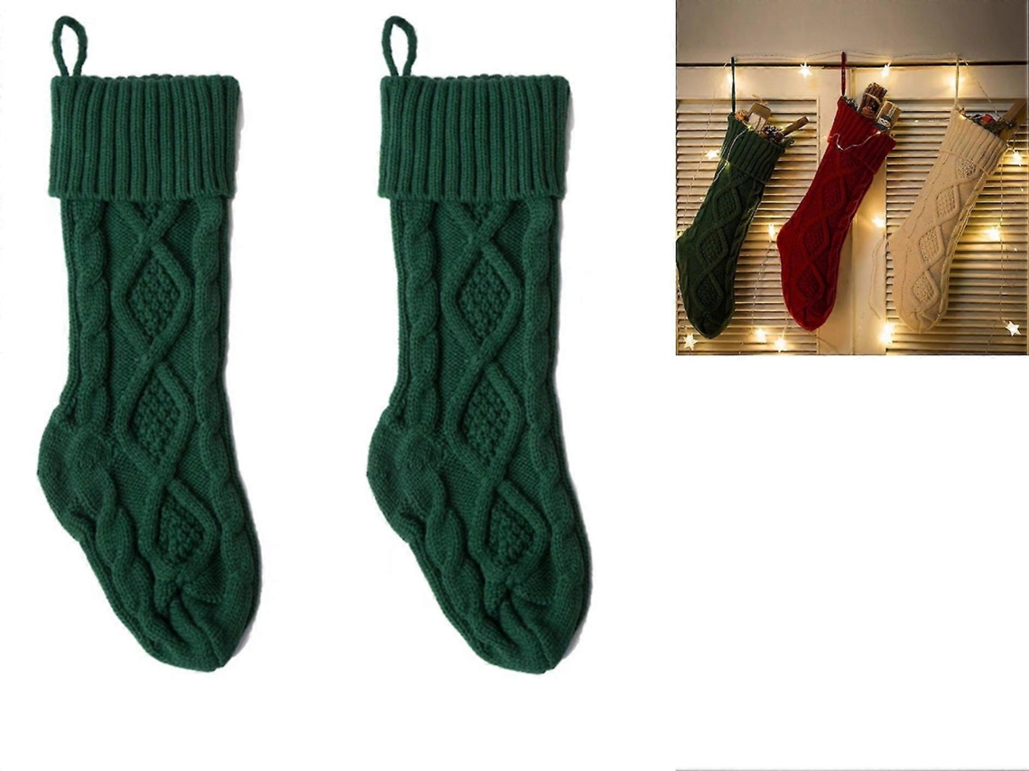 2 Meias De Natal Verdes Para Decoração, Para Árvore De Natal, Lareira E Loja. Loja Olysi