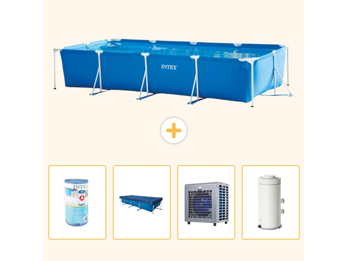 Intex Piscina Com Estrutura Retangular - 450x220x84 Cm - 5-peças S38