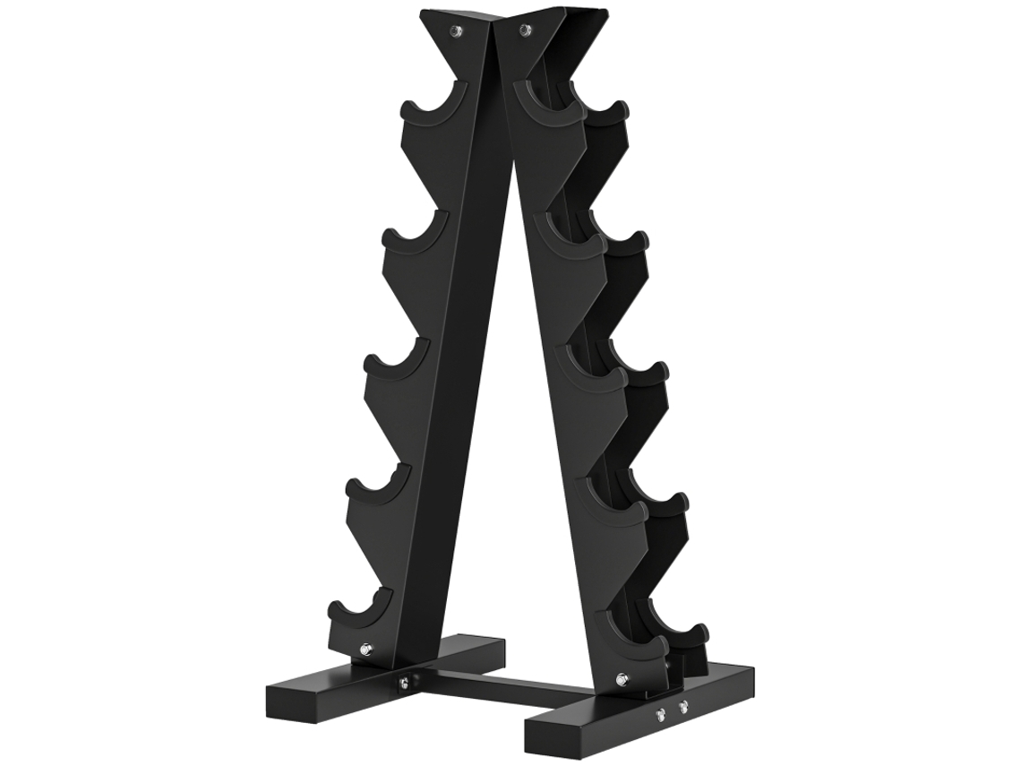 Suporte 10 Halteres 5 Níveis Aço 100kg Preto 66x35x33cm VELTRIX
