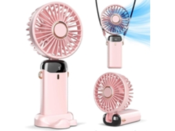 Ventilador Portátil A Bateria Com Base, Visor Led, 5 Velocidades, Ventilador De Mesa Dobrável Ajustável Em 90°