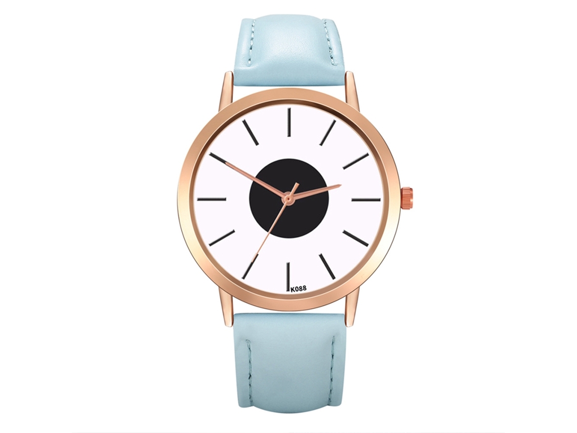 Reloj De Cuarzo Con Correa De Cuero Estilo Business Simple Decoración Manual Para Hombres(azul Claro)