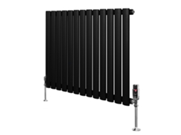 Radiador Oval De Coluna Única 600x780 Mm - Preto, 742w, Aço Carbono, Válvulas Termostáticas Cromadas, Suportes E Kit
