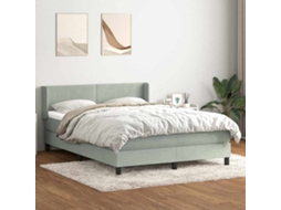 Vidaxl Cama Com Molas/colchão 160x220 Cm Veludo Cinzento-claro