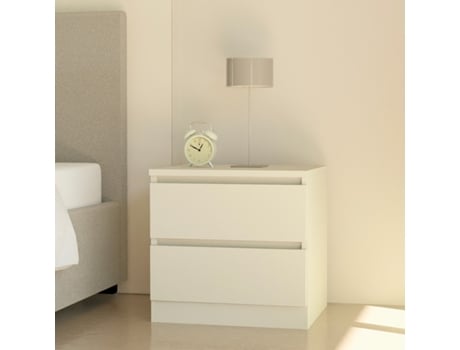 Mesa de cabeceira 2 gavetas madeira branca moderna quarto Harlene Llb Living Life cama