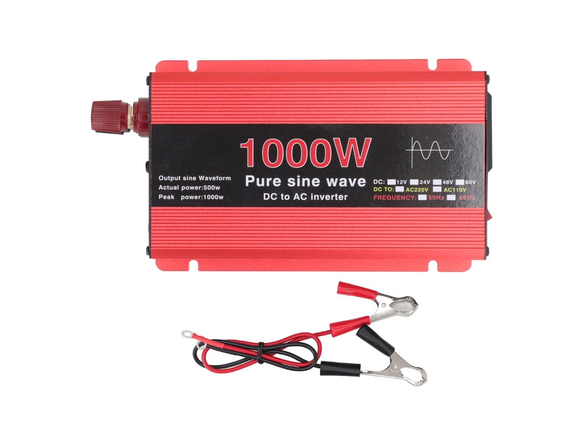 Inversor de Energia YURU 1000w Onda Senoidal Pura 12v Dc para 220v Ca com Proteção