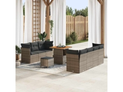 Vidaxl Conjunto De Sofá De Jardim Com Almofada 10 Pcs Cinzeto Vime Pe
