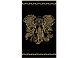 Toalha De Praia De Algodão Preta Elefante Dourado