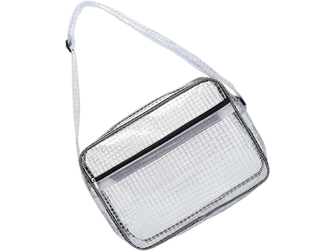 Sisyeu Bolsa De Ombro Transparente Com Alça Ajustável, Múltiplos Compartimentos, Pvc, Tela Antiestática, Organizador De