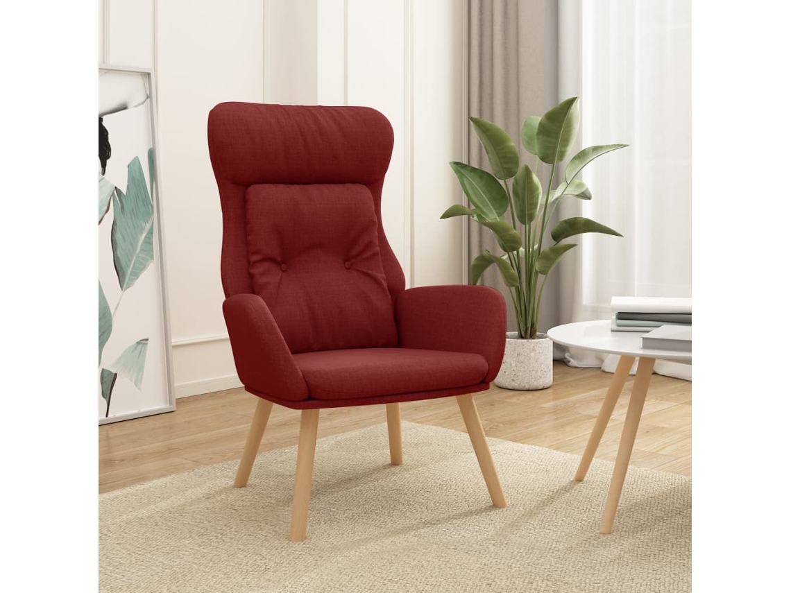 Vidaxl Cadeira De Descanso Tecido Vermelho Tinto