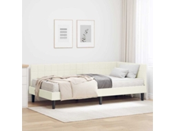 Vidaxl Estrutura De Cama De Canto Com Colchão Creme 90 X 190 Cm Veludo