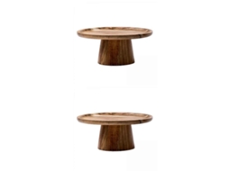 Suporte De Bolo De Mesa Para Sobremesas Com Base De Madeira