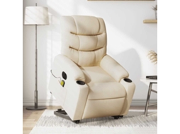 Vidaxl Poltrona Elétrica Elevatória Massagens Tecido Creme