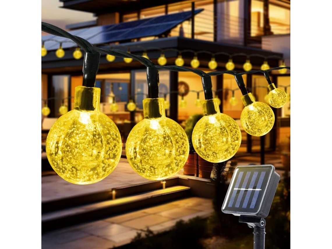 Cordão de luzes solares para exterior de 6 metros com 40 leds 8 modos de iluminação AQUAFORGE