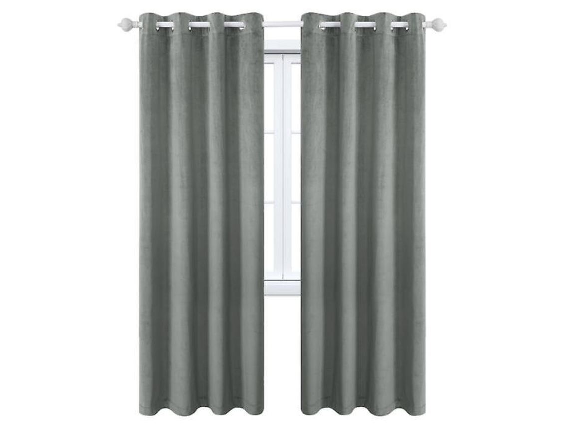 Cortinas Blackout De Veludo Cinza, Isolamento Térmico, Redução De Ruído, Cor Sólida Para Sala De Estar E Quarto, 132 X 213 Cm, 2 Painéis