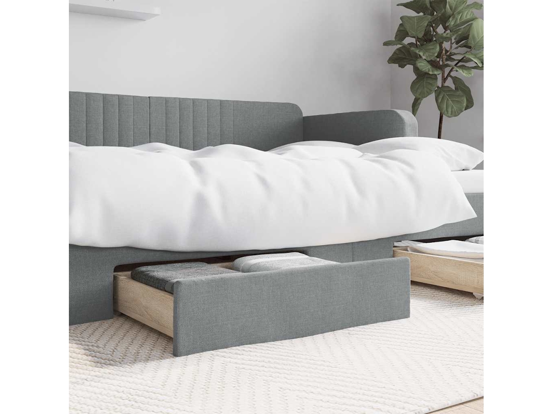 Vidaxl Gavetas De Cama 2 Pcs Derivados De Madeira E Tecido Cinza-claro
