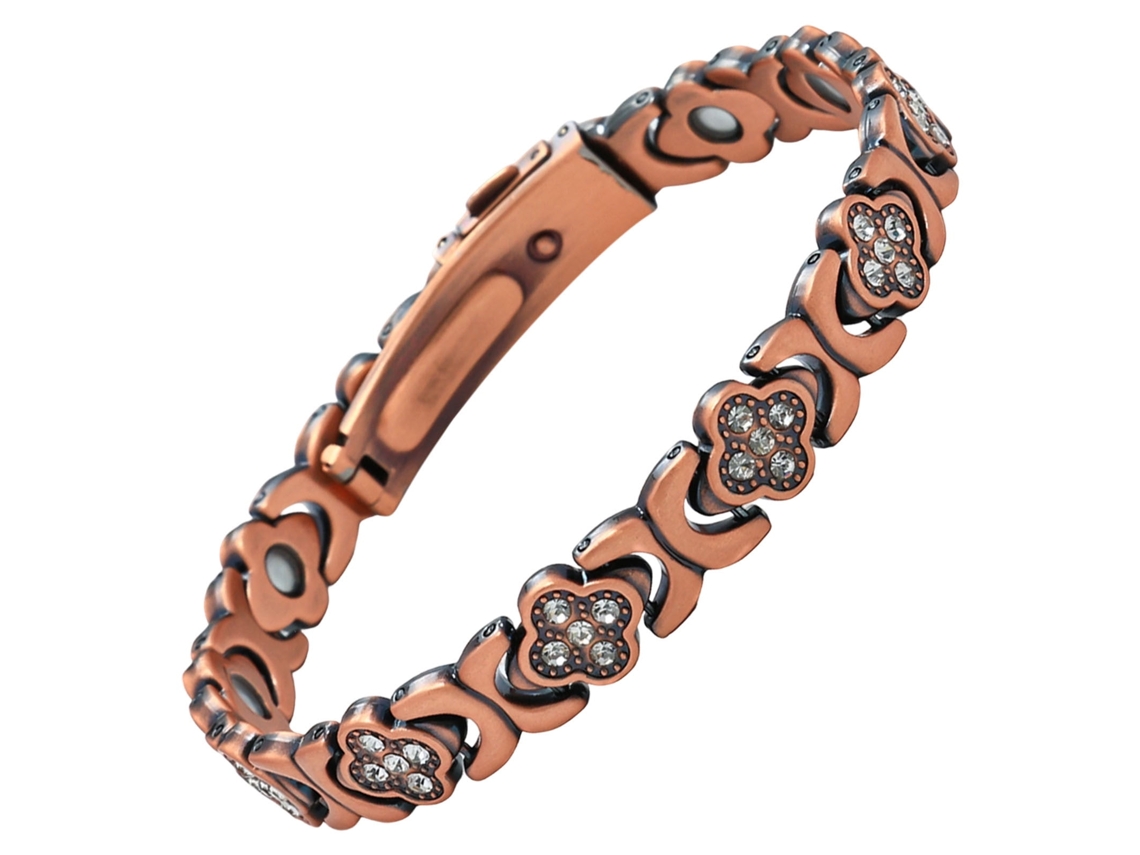 Pulseira De Cobre, Bracelete Magnética Em Forma De Trevo De Quatro Folhas, Um Presente Para Casais (bronze) Spqment