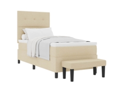 Maison Exclusive - Cama Box Com Colchão Com Cabeceira Creme 100 X 200 Cm Tecido