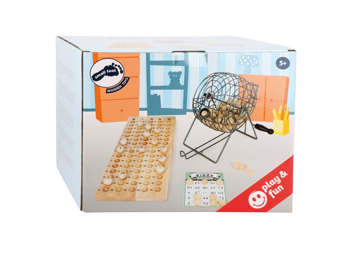 Jogo De Bingo De Madeira Small Foot Jogo Clássico Para Toda A Família Com Acessórios De Madeira.