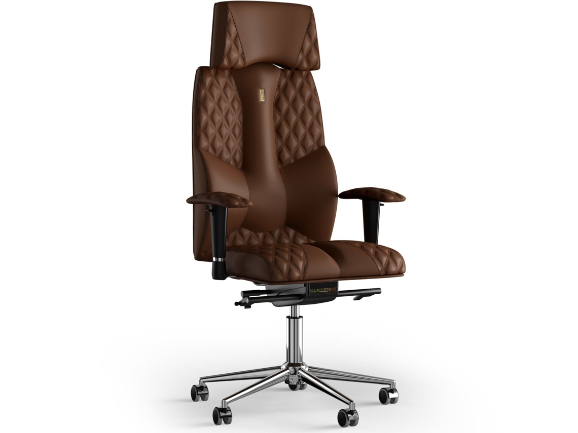 Cadeira de Escritório Ergonómica KULIK Business Stitching PU Couro (Castanho -130x50x50cm)