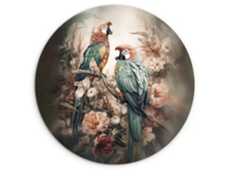 O Quadro Papagaios - Aves - Natureza - Flores 150x150 Cm