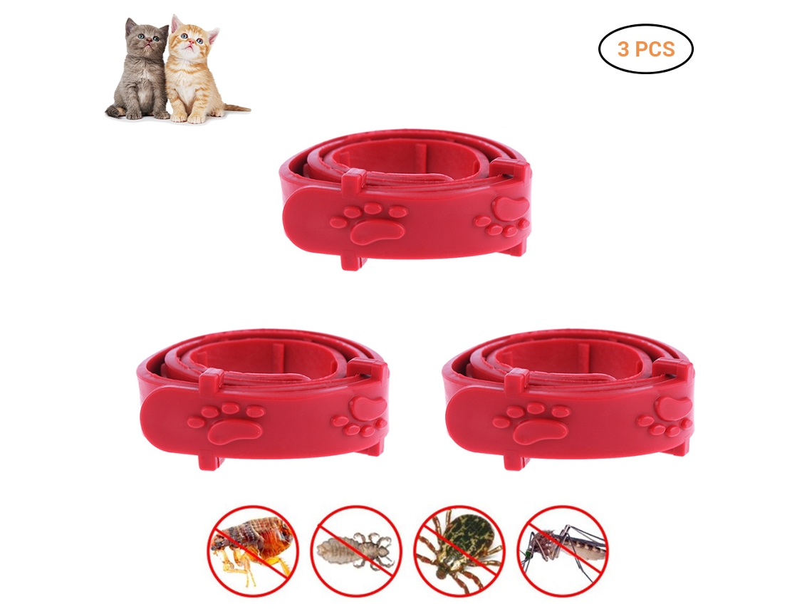 3 Coleiras Anti pulgas Ajustáveis para Gatos | S/MARCA