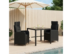Vidaxl Conjunto De Jantar Para Exterior 3 Unid. Preto Vime Pe