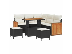 Maison Exclusive - Conjunto De Sofá De Jardim 9 Pcs Preto E Creme Vime Pe