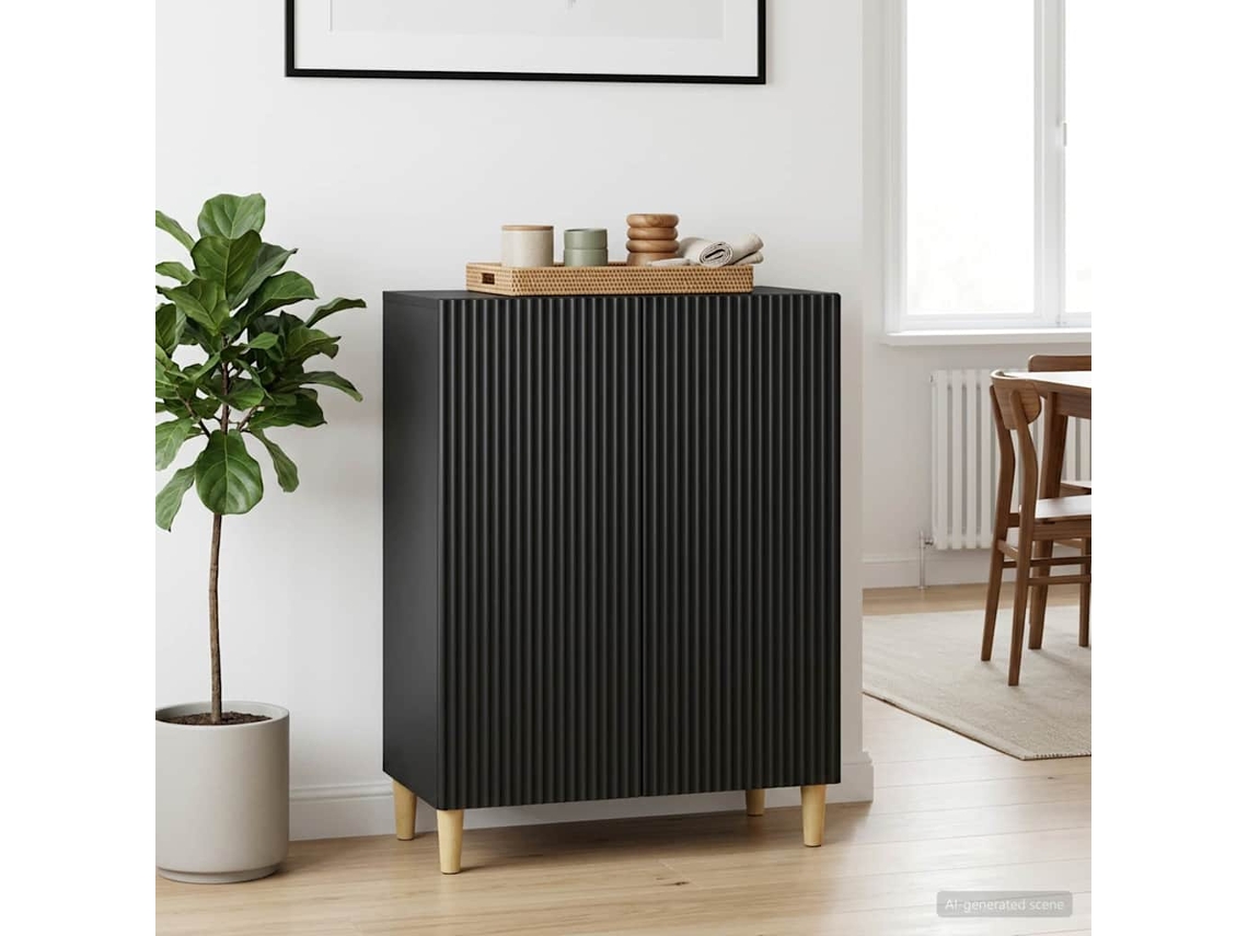 Vidaxl Buffet Preto 66 X 34,5 X 90 Cm Derivados De Madeira