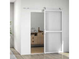 Kit De Ferragens Para Porta De Correr De 200 Cm Com 2 Trilhos E Guia, Branco.